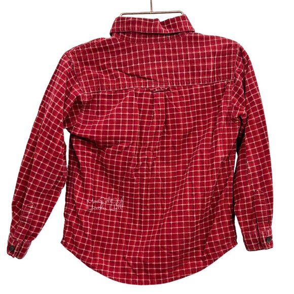 Janie & Jack Burgundy Checkered Cotton Thin Corduroy Button-Up Shirt Size 4T - Picture 2 of 4
